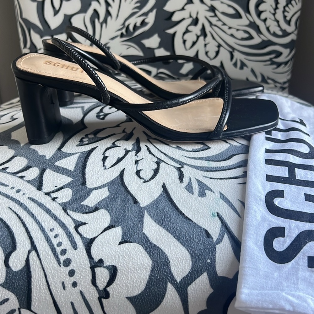 SCHUTZ Black Strappy Heels  Size 7.5